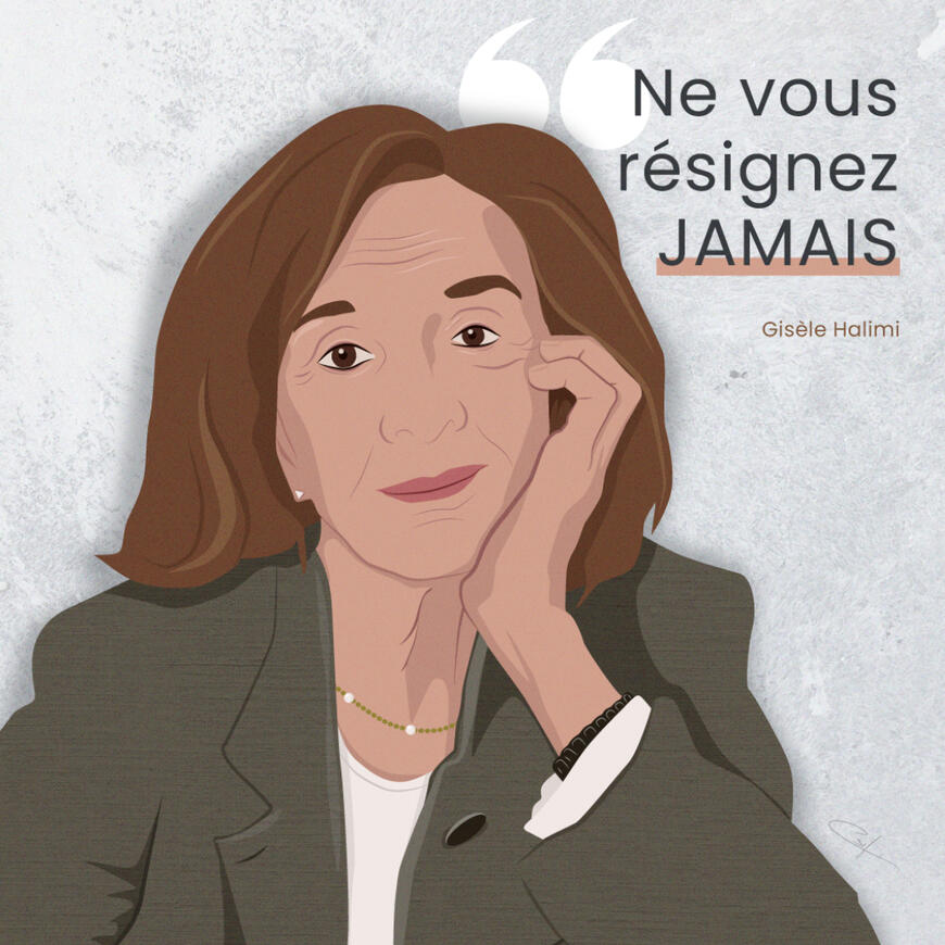 Digital portrait of Gisèle Halimi, lawyer, human rights and feminist activist.