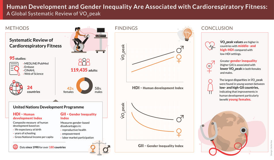Graphical abstract summarizing the paper Human development and Gender Inequality are associated with cardiorespiratory fitness